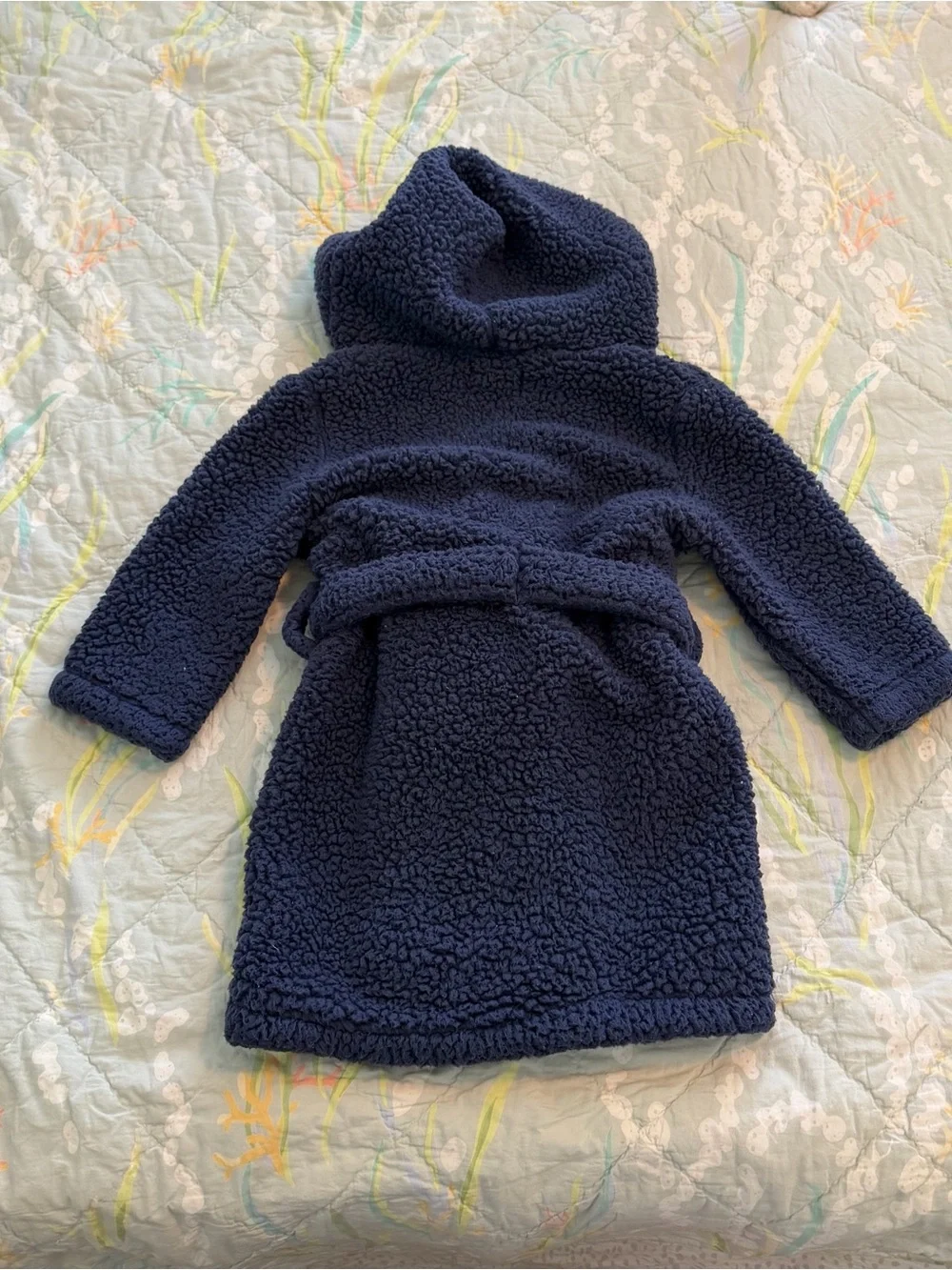 Pottery Barn Kids Solid Sherpa Robe in Navy | Kids 2T - 3T